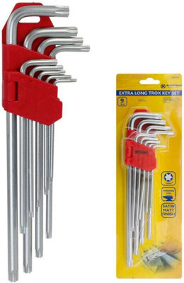 New Pack Of 9 Extra Long Torx Key Set Heavy Duty Hard Steel Security Spanner Tool