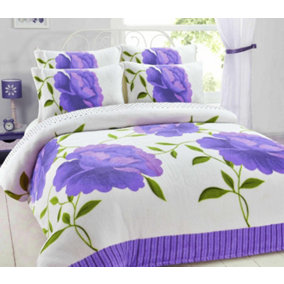 New PrintedNew ROSALEEN FLOWER Teddy Fleece Duvet Cover Set Cosy Warm Soft Bed Set