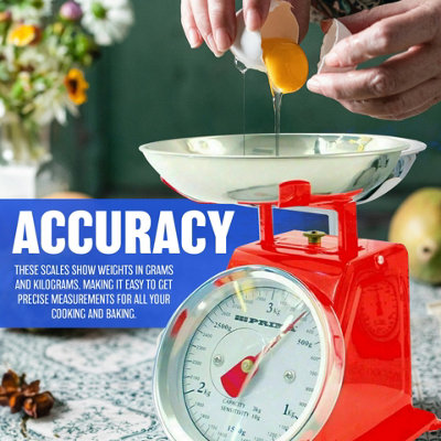 New Red 3kg Traditional Kitchen Weighing Scale Metal Baking Cooking ...