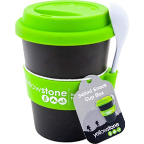 New Reuseable Snack Cup With Spoon Camping Hiking Festivals Coffee Tea 340ml