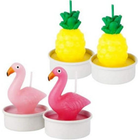 New Set Of 12 Flamingo And Pineapple Pot Candles Set Tea Light Candle Home 6cm