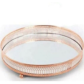 New Set Of 2 Bronze 20cm Mirror Base Candle Plate Indoor Decoration Antique Gift