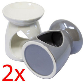 New Set Of 2 Ceramic Oil Burner Candle Tart Wax Fragrance Melt Decor Aromatherapy