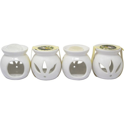 New Set Of 2 Ceramic Oil Burner Melts Wax Candle Tart Tea Light Aroma Lamp With Scents