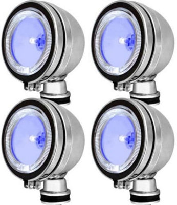 New Set Of 2 Clear Blue Halogen Car Light Spotlights Fog Spot Lights Foglights Led Lamp 4 Inch