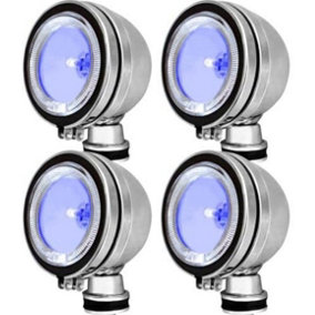 New Set Of 2 Clear Blue Halogen Car Light Spotlights Fog Spot Lights Foglights Led Lamp 4 Inch