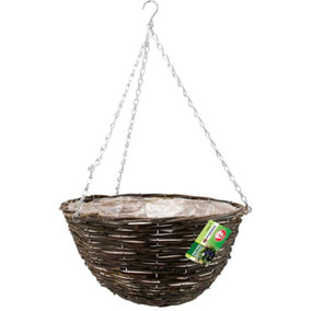 New Set Of 2 Rattan Natural Wicker Hanging Basket Flower Plant Pot Garden 12"