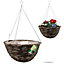 New Set Of 2 Rattan Natural Wicker Hanging Basket Flower Plant Pot Garden 16"