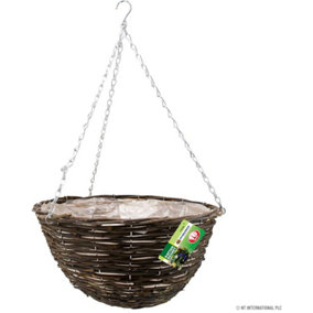 New Set Of 2 Rattan Natural Wicker Hanging Basket Flower Plant Pot Garden 16"