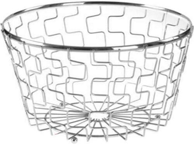 New Set Of 3 Chrome Metal Fruit Basket Holder Kitchen Storage Table