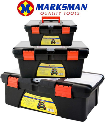 New Set Of 3 Tool Boxes Storage Tool Organiser Diy Compartment With Removeable Trays