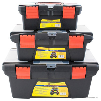 New Set Of 3 Tool Boxes Storage Tools Organiser Diy Compartment With ...