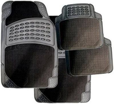 New Set Of 4 Car Mat Heavy Duty Universal Black Mats Set Carpet Protection Automotive