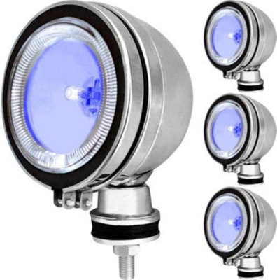 New Set Of 4 Clear Blue Halogen Car Light Spotlights Fog Spot Lights Foglights Led Lamp 6 Inch