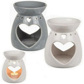 New Set Of 4 Love Heart Oil Fragrance Burner Granules Wax Melts Ceramic