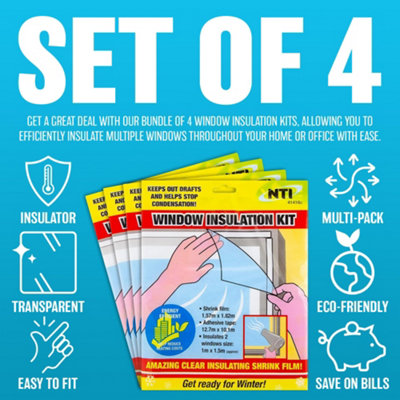 New Set Of 4 Window Insulation Kit Home Office Shrink Film Winter Draught Frost