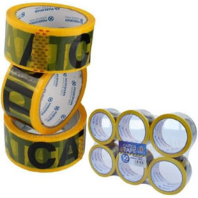 New Set Of 6 Rolls Pvc Caution Tape Barrier Hazard Warning 48mm X 50m Adhesive