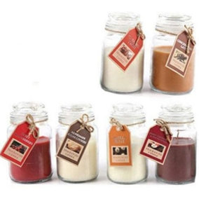 New Set Of 6 Scented Wax Filled Glass Jars Candle Fragrance Aromatherapy