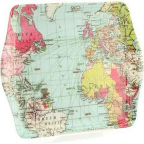 New Small World Map Serving Dish Trays Tea Serve Food Gift Breakfast Earth Globe