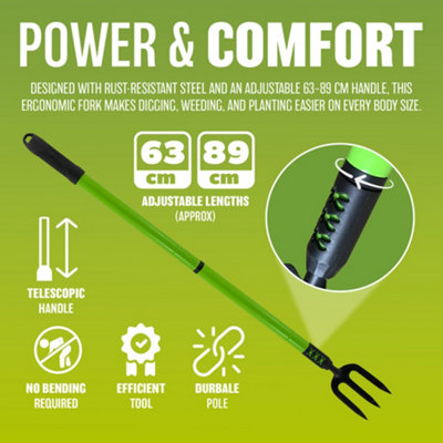 New Telescopic Hand Fork Garden Gardening Planting Handle Grip Digging Tool
