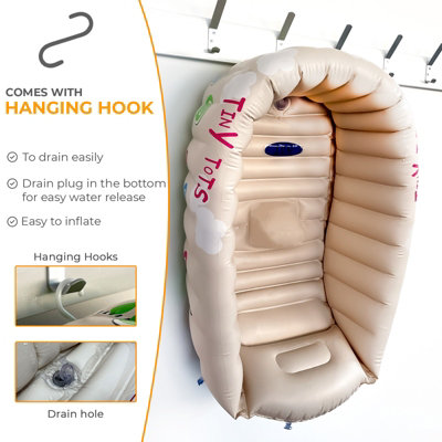 NEW TINY TOTS INFLATABLE BABY BATH HOT TUB HEAT SENSOR INFANT WASHING TRAVEL TUB
