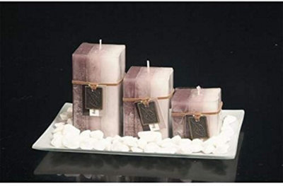 New Vanilla Caramel 3 Scented Aromatic Mood Wax Candles Gift Glass Plate Stones