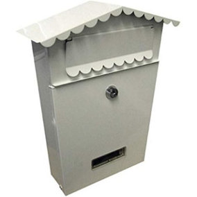 New White Steel Post Box For Mail Organiser Wall Mountable With 2 Keys