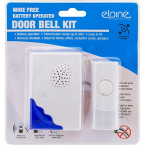 New Wire Free Battery Operated Door Bell Kit 50m Range Waterproof Ring Chime Home