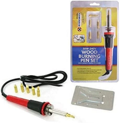 New Wood Burning Pen Tool Soldering Iron Kit Pyrography Craft Tips + 5 Tips 30W-240V