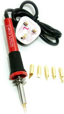 New Wood Burning Pen Tool Soldering Iron Kit Pyrography Craft Tips + 5 Tips 30W-240V - 4