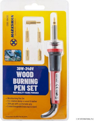 New Wood Burning Pen Tool Soldering Iron Kit Pyrography Craft Tips + 5 Tips 30W-240V - 6