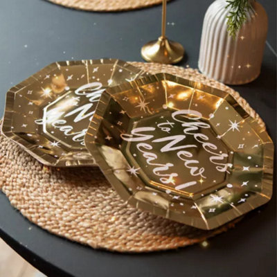 New Years Eve Decorations Party Plates Black Gold Plates 2026 (pack of ...
