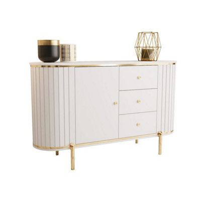 New York 151cm Sideboard in Crisp White - Elegant Storage Solution with Textured Drawer Fronts