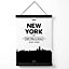 New York Black and White City Skyline Medium Poster with Black Hanger