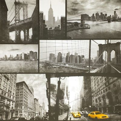 New York City Wallpaper Black White Yellow Taxi Photograph Twin Bridge Liberty