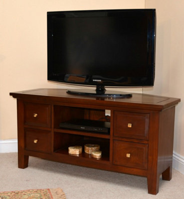 New York Corner TV Unit - Mahogany Wood - L50 x W110 x H56 cm