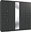 NEW YORK graphite  5 door wardrobe with mirror and drawers