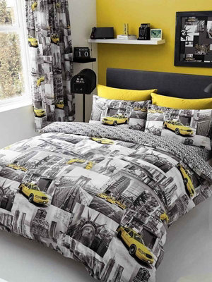 New York Patch Double Duvet Cover and Pillowcase Set