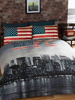 New York Skyline Double Duvet Cover & Pillowcase Set