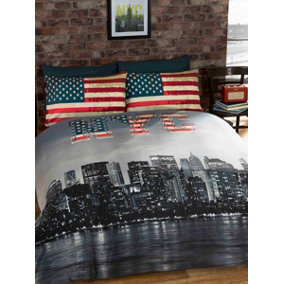 New York Skyline Double Duvet Cover & Pillowcase Set