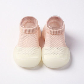 Newborn indoor Baby Shoes Toddler Cotton Soft Non-Slip Slippers Socks Sandals 12-18 months(13.5cm)BS-ZX0117-P-13.5