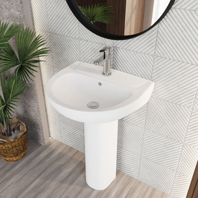Newborough Round 1 Tap Hole Basin with Full Pedestal