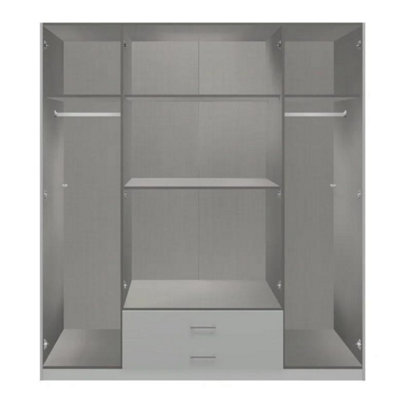 Newbury 4 Door Wardrobe with Drawers in Graphite with Oak Slat Effect