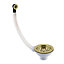 Newbury Brushed Brass Dual Lever Kitchen Sink Mixer & Basket Strainer (Round Overflow)