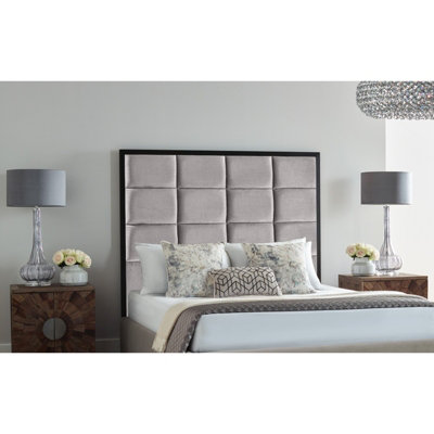 Newland 54 inch Floorstanding Headboard Plush Velvet Silver DIY at B&Q