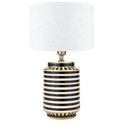 Newland Mono Striped Ceramic Room Décor Night Lamp, Table Lamp, Table Light