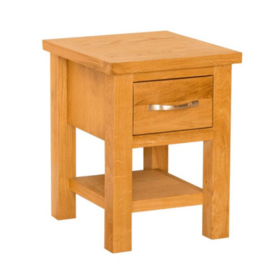 Newlyn Oak 36cm Lamp Side Table with Drawer - Fully Assembled By Roseland Furniture
