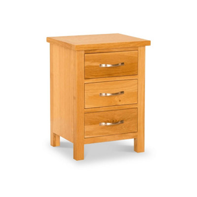 Newlyn Oak Bedside Table - Fully Assembled 3 Drawer Cabinet - By Roseland Furniture