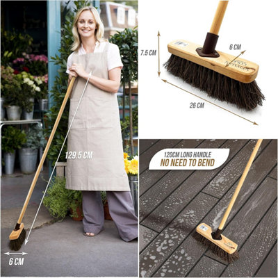 Newman and Cole 10" Wooden Broom with Natural Stiff Bassine Bristle