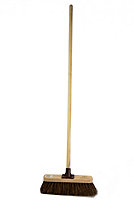 Newman and Cole 12" Stiff Outdoor Broom and Wooden Handle